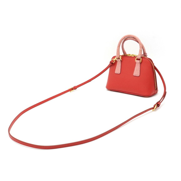 Prada Mini Promenade 2WAY Croco Leather Handbag Red Pink - Picture 2 of 9